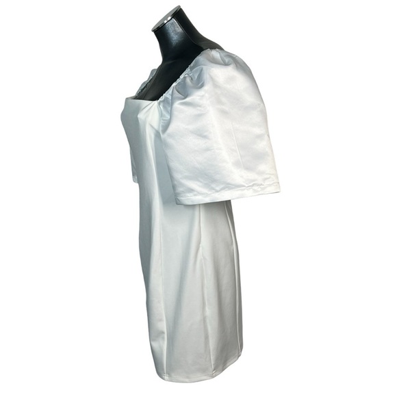 AEL Amy Enjoy Life White Square Neck Short Puff Sleeves Elegant Dress Size L - Picture 6 of 16